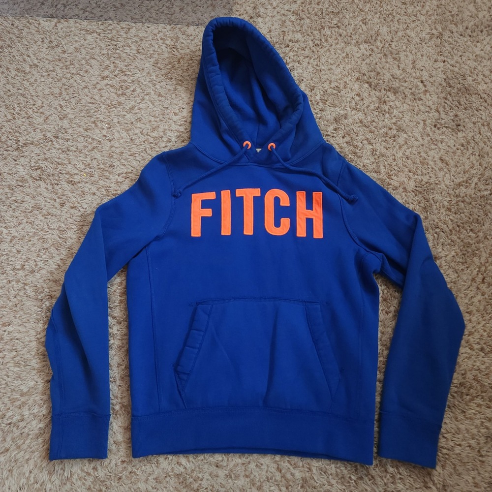 Abercrombie & Fitch Hoodie Mens XXL Blue Orange FITCH Muscle Fit‎ Sweatshirt